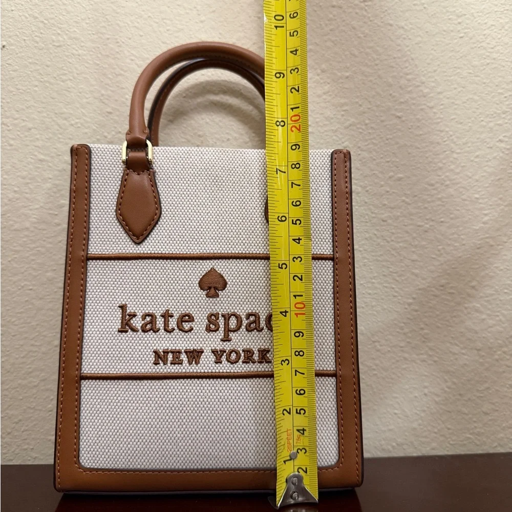 NWOT kate spade Ellie Tan and Brown Canvas Mini Tote Crossbody - Picture 10 of 12